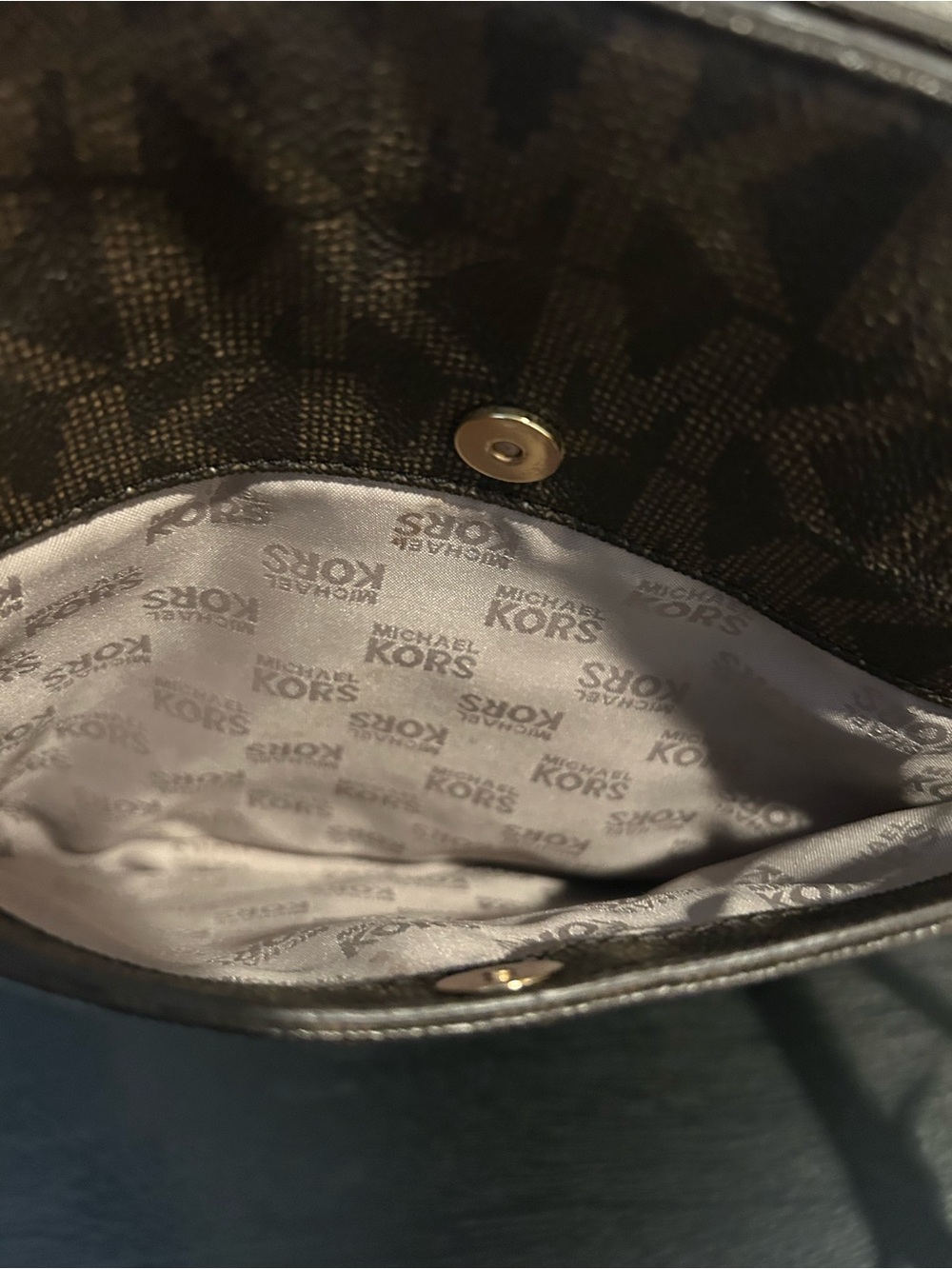 Michael Kors Brown MK Logo Crossbody with Beige Trim - Picture 5 of 10